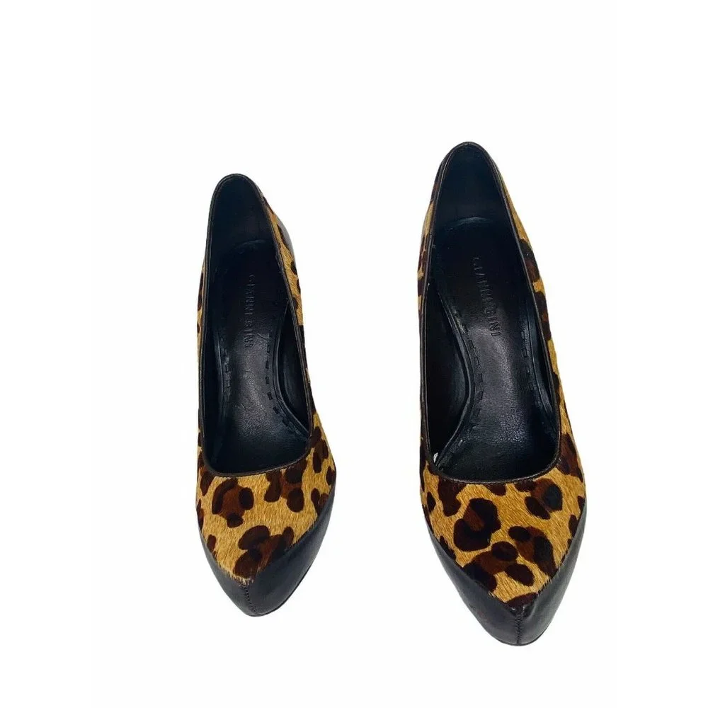Gianni Bini Leopard Platform Heels Real Calf Hair & Leather 7.5M excellent!